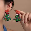 1 Pair Women Drop Earrings Cartoon Style Christmas Tree Shape Sequin