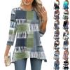 3/4 Sleeve Tunic Tops For Women Printed Daily Weekend Loose Fit Fashion Basic Round Neck T Shirt