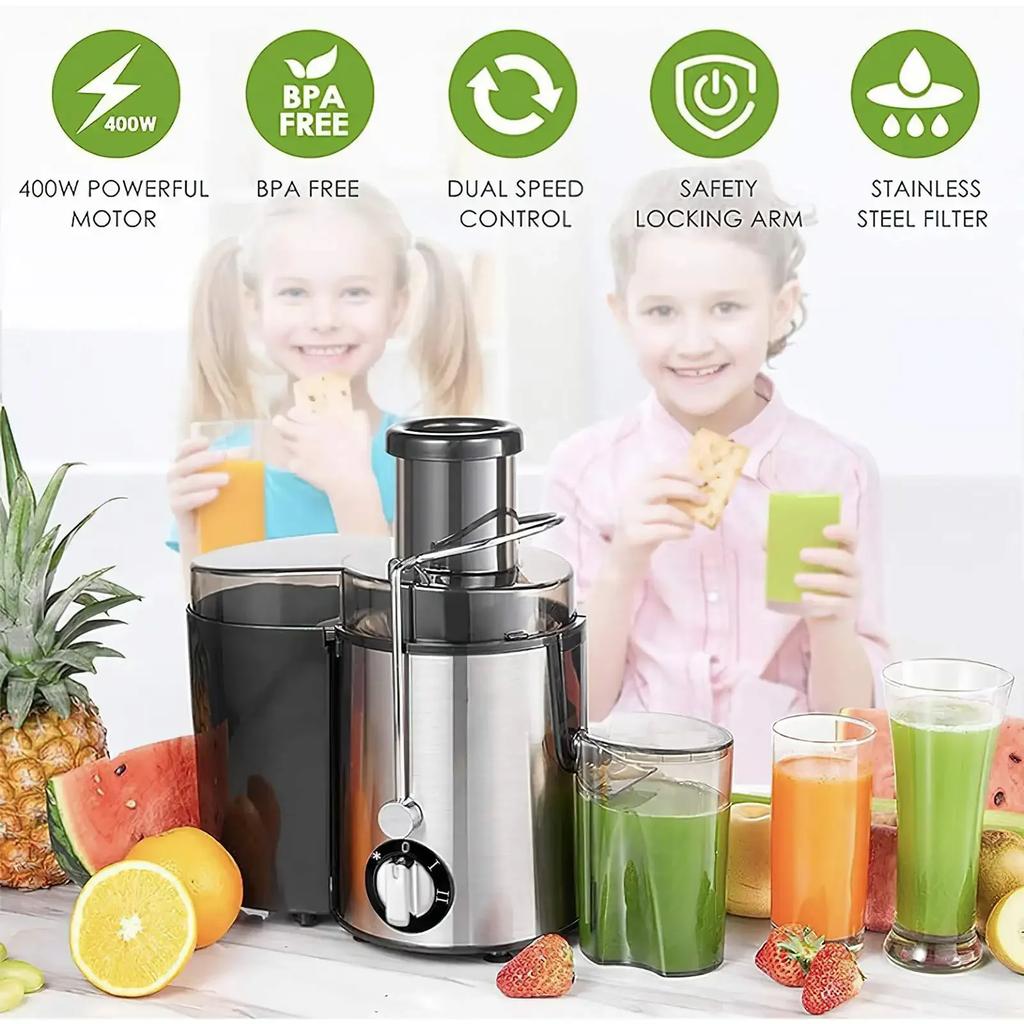 400W Electric Juicer Machine Juicer Wide Chute for Whole Fruit Juicer Extractor Juicy Vegetables Fruit Mixer Blender with Bottle