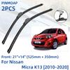 2PCS Front Windshield Windscreen Wiper Blades For Nissan Micra K13 2010-2020 21"+14" Window Brushes Cutter Accessories 2010 2011 2012 2013 2014 2015