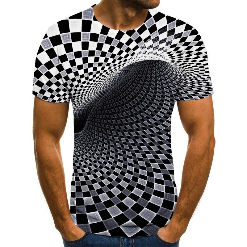 Three-dimensional Graphic T-shirt Casual Lattice Tops 3D Men's T-shirt Summer T-shirt Men's O-neck Shirt Plus Size Streetwear