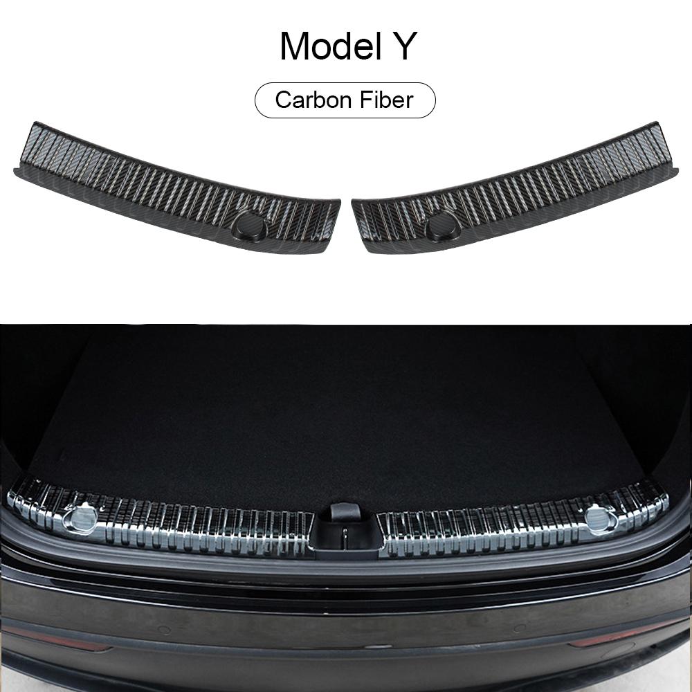 Car Door Edge Protector 2Pcs Car Accessories Auto Rear Bumper Foot Plate Rear Trunk Sill Guard Cover For Tesla Model 3/Model Y