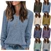 Women's Fashion Long Sleeve Pullover T-Shirt Solid Color Button Top