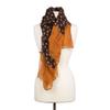 Black Scarf with White Flowers and Yellow Outline 90x180cm for Women