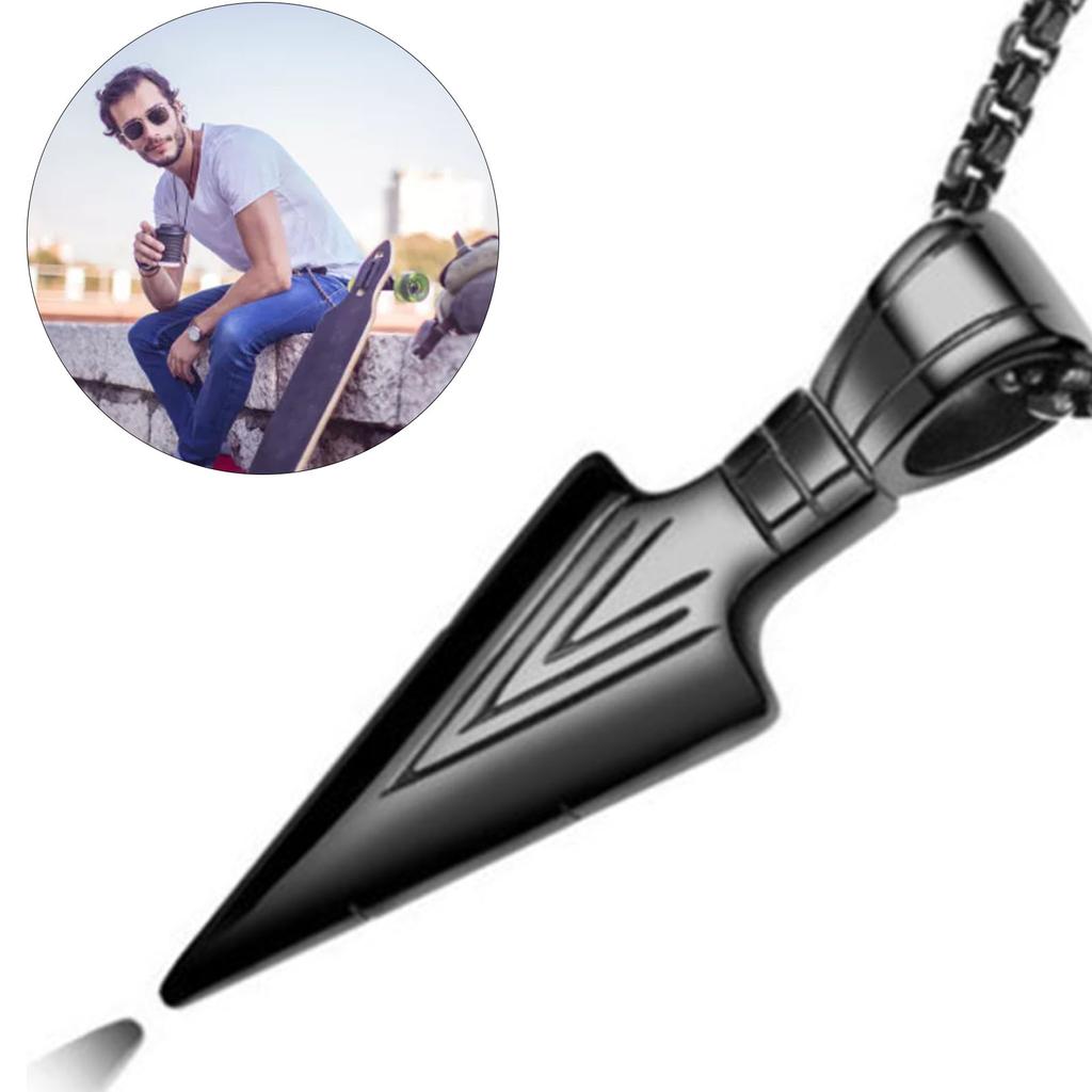 Cool Arrowhead Pendant Stainless Steel Necklace 60cm Chain Vintage Style for Men Boys Teens