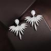 ZAKOL Fashion Luxury Feather Crystal Wing Symmetrical Stud Earrings Exquisite Copper Color Party Zircon Accessories for Women