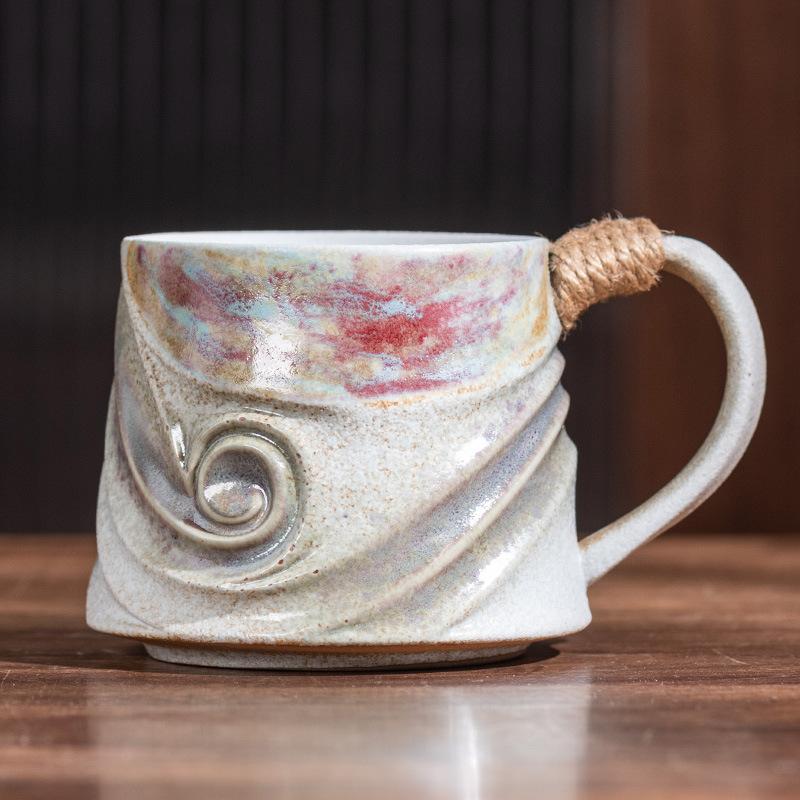Creative Coffee Cup Coarse Pottery Water Cup Retro Supply Niche Ceramic Cup Japanese Ceramic Special-Shaped Cup