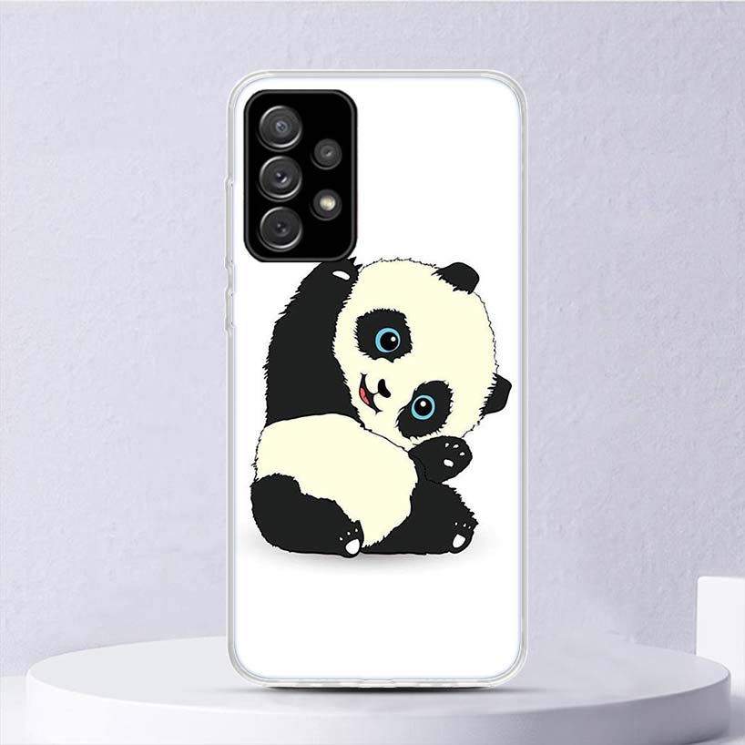 Cartoon Cute Panda Bear Soft Case For Samsung Galaxy A52 A53 A32 A22 A12 5G Phone Cover A33 A23 A13 A72 A73 A02S A03S A42 Coque
