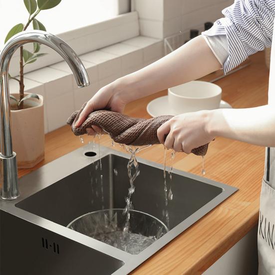 Honeycomb Structured Dish Towel Absorbent Cotton Easy To Use Cleaning Pad for Bar