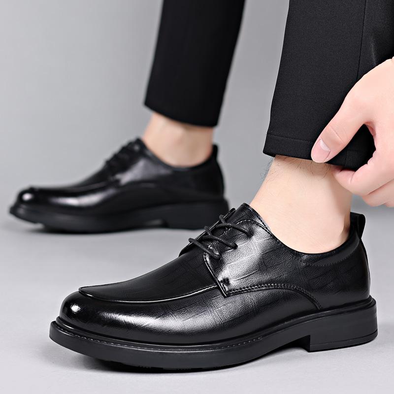 FashionDress Shoes Man Lace Up Official Social Shoe Men Spring Autumn Business Gentleman Black Office Legitimate Leather Casual Shoes