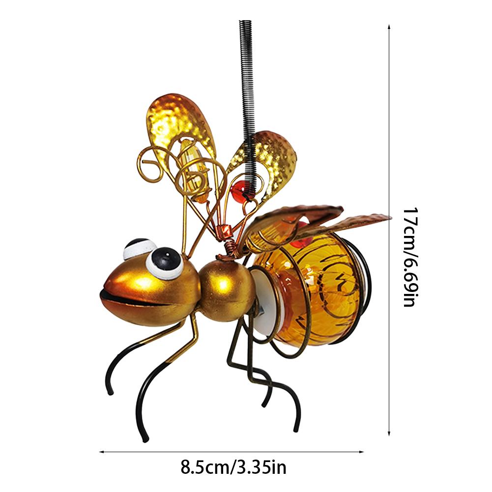 Solar Bug Fairy Lights Metal Iron Insect Statue with LED Winged Ant Lamp Outdoor Hanging Tree Ornament for Yard Garden Art Decor