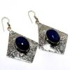 Lapis Lazuli Gemstone 925 Silver Plated Handmade Jewelry Earring 2.46"