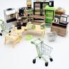 1/6 1/12 Dollhouse Accessory Ornaments Miniatures Supermarket Trolley Shopping Cart Realistic Shape Toys Figures for Home Decor Photo Props