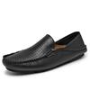 Summer Men's Slip-On Hollow Out Soft Loafers Leather Breathable Work Shoes For Men Comfortable Driving Clog Casual Walking Shoes