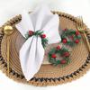 6pcs with Red Berry Napkin Holder PVC Napkin Buckle Christmas Pine Needle Napkin Ring  New Year
