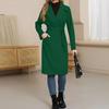 Women's Casual Fashion Solid Color Long-sleeved V-neck Tie Long Woolen Coat