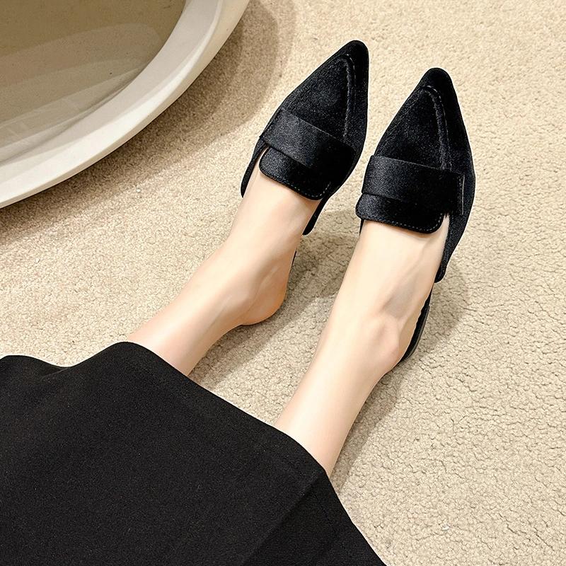 Fashion New Flats Mules Shoes Pointed Toe Women Slippers New Suede Summer Flip Flops  Casual Walking Fashion Slides Female Zapatillas