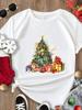 (Asian Size) Tee Merry Christmas New Year Holiday Top Festival Casual Women Letter Sweet 90s Print Lady Short Sleeve Fashion Graphic T-shirts