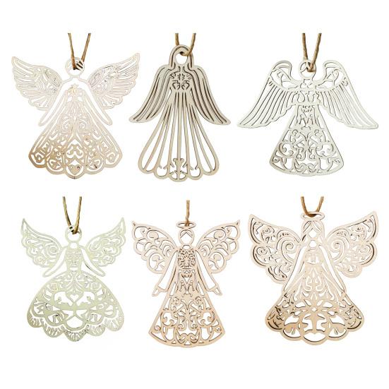 Wooden Angel Christmas Ornaments Rustic Angel Hanging Ornament with Hollow Design