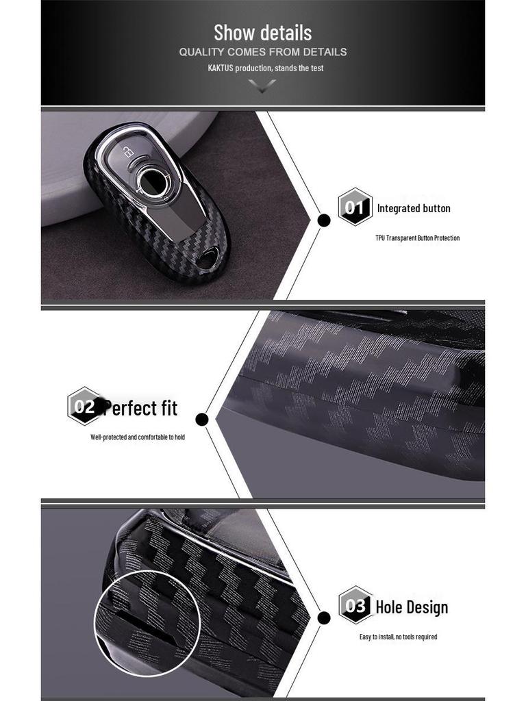 Kashiru Carbon Fiber Pattern Key Case for Buick Regal Encore - Full Wrap Protection