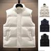 Men Vest Stand Collar Sleeveless Zipper Placket Warm Winter Jacket with Pockets Solid