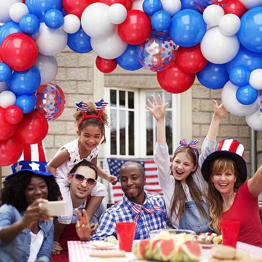 Independence Day Red And Blue Sequined Balloon Set, Independence Day Party Atmosphere Background Balloon Decoration