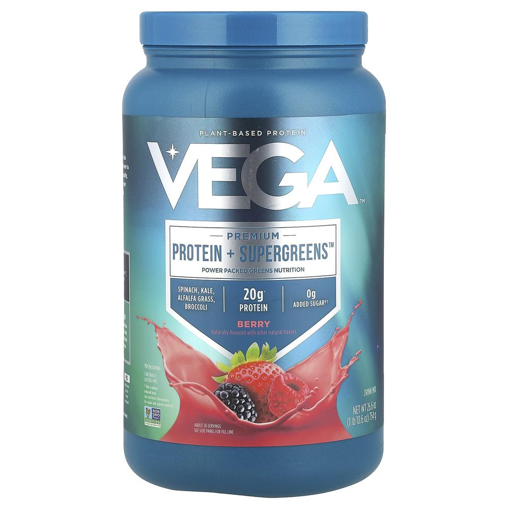 Premium Protein + Supergreens™, Berry Flavor, 754G (1Lb 10.6Oz)
