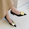 Женские туфли на среднем каблуке с острым носком, летние, модные туфли-лодочки, шпильки, элегантные женские сандалии, дизайнерский тренд 2025, женские туфли