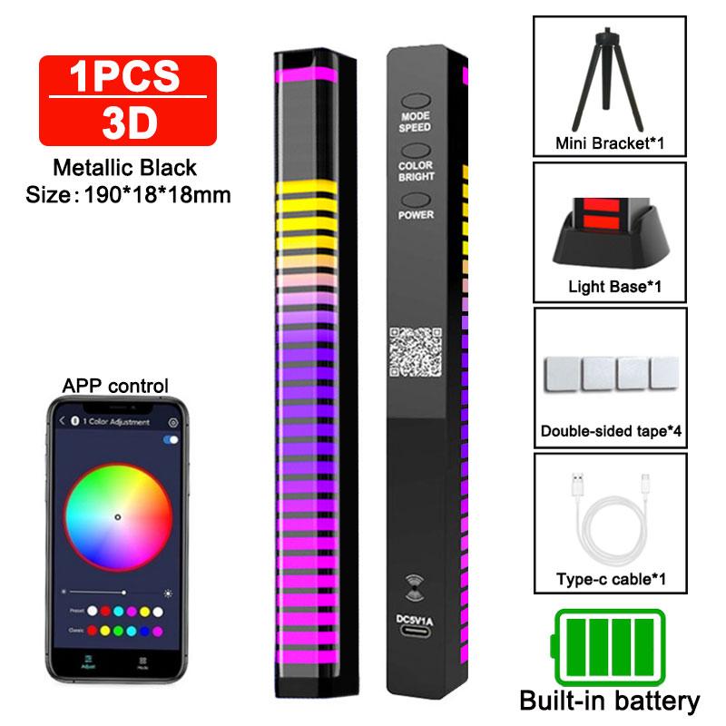 Sound Pickup Light RGB Colourful LED Lights App Controls Music Rhythm Neon Light Voice Activated Ambient Atmosphere Night Lights