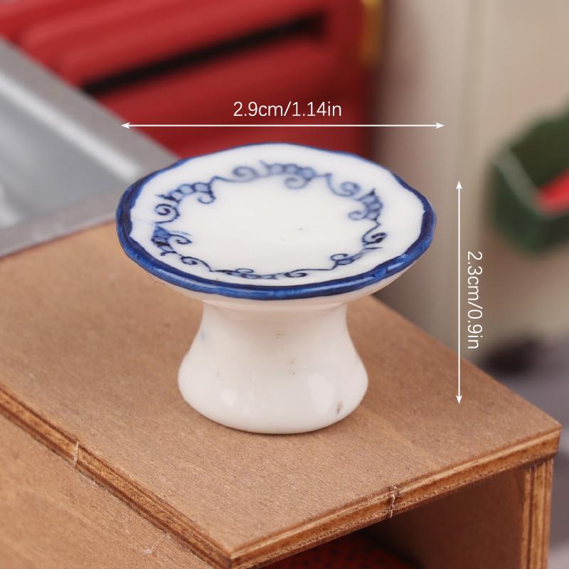 1:12 Dollhouse Miniature Ceramic Fruit Dish Plate Tall Tray Cake Plate Tableware Kitchen Model Decor Toy Doll House Accessories