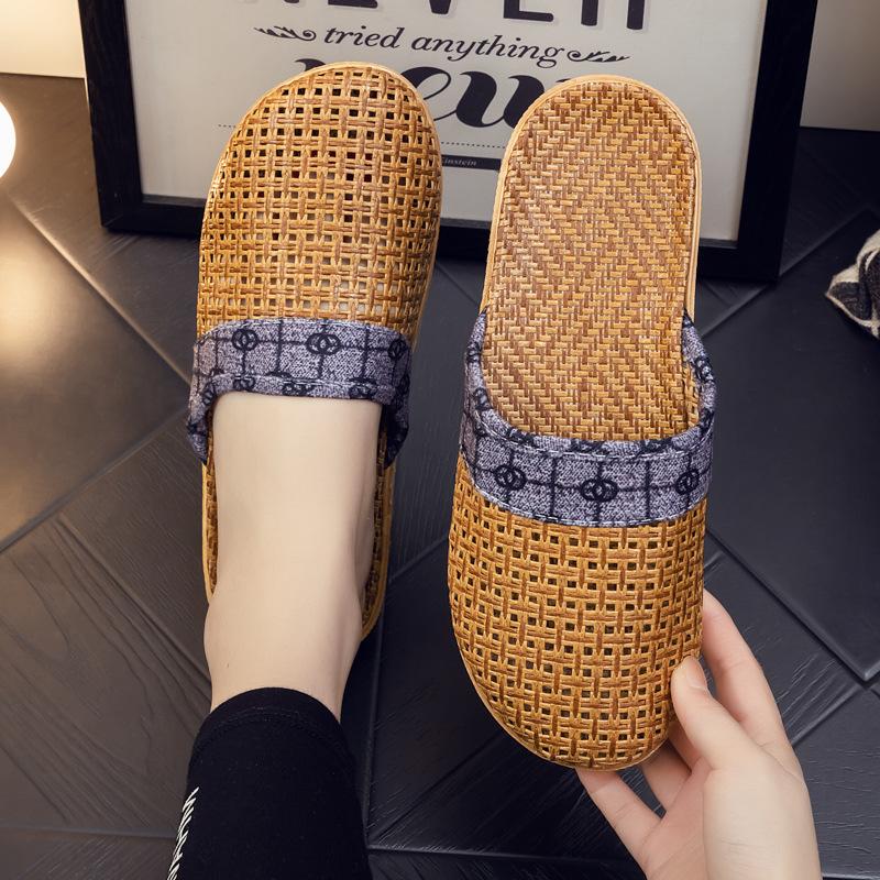 Fashion Home Indoor Linen Slippers Men Women 2025 Summer New Retro Style Couple Home Slippers Non-Slip and Wear-Resistant Couple Sandals