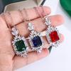Emerald Princess Square Diamond Pendant European and American Luxury Banquet Engagement Colored Zircon Necklace