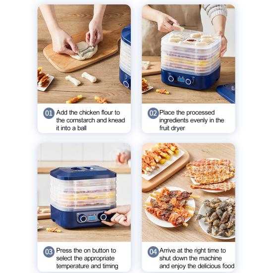 Temperature Control Food Dehydrator Machine with Adjustable Timer BPA-Free Large Capacity 5 Layers US Plug Food Fruit Dehydrator