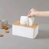 Пластиковая коробка для салфеток с деревянной крышкой, квадратный чехол для салфеток, держатель для салфеток, контейнер, современный стол, органайзер для хранения полотенец для рук, домашний аксессуар