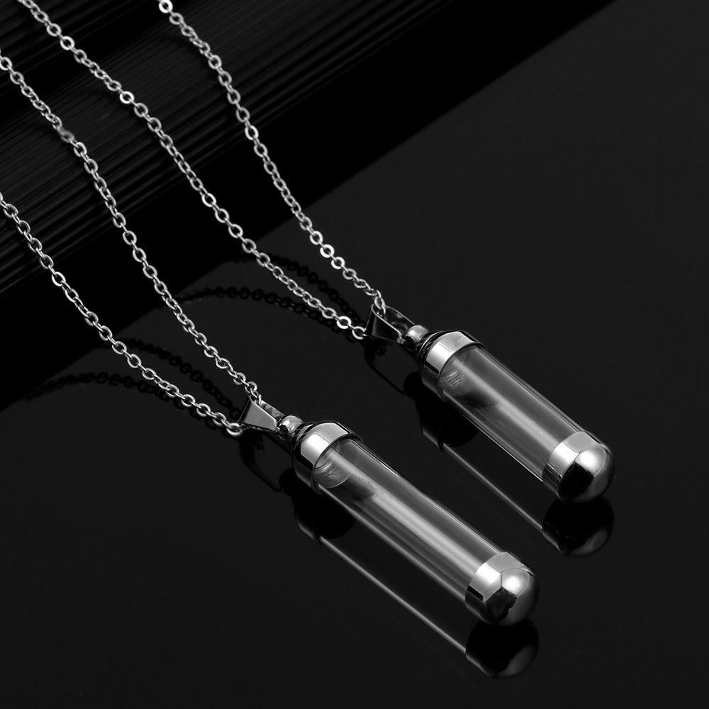 Openable Screw Cap Steel Chain Wishing Bottle Pendant Lucky Charm Glass Vial Necklace Perfume Jars