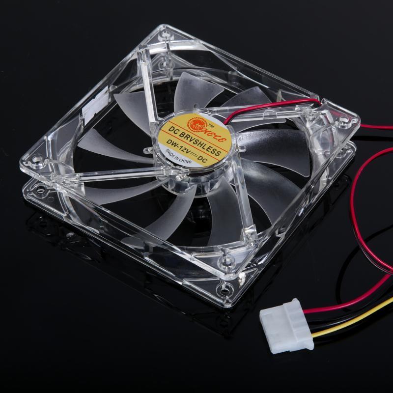 120mm Computer PC 4 LED Light Cooling Fan 12cm 4Pin Transparent Clear Case LED Luminous Chassis CPU Cooler Heatsink