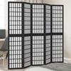 VidaXL Room Divider 5 Panels Black Solid Paulownia Wood, Privacy Screen, Room Partition Panel, 358774