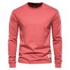 Solid Color Cotton T Shirt Men Casual O-neck Long Sleeved Mens Tshirts Spring Autumn High Quality Basic T-shirt Male