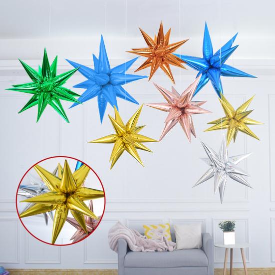 50Pcs 18-inch Cone Star Balloon Metallic Leakproof Thicker Baby Shower Birthday Wedding Party Decoration Aluminum Film Balloon Kit