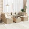 VidaXL 7-piece Garden Sofa Set with Beige Cushions Poly Rattan 3346961