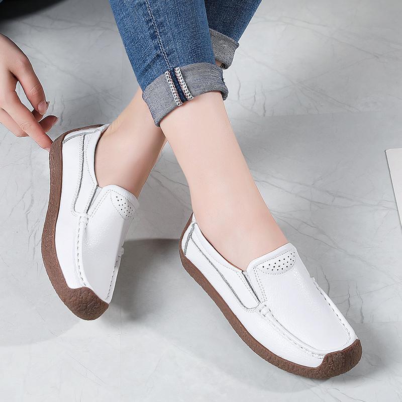 Women Penny Wildsmith Loafers Casual White Nurse Footwear Peas Soft Flats Black Driving Walking Shoes for Womens Plus Size