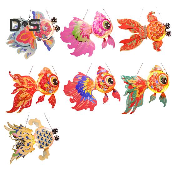 Goldfish Lantern DIY Assembly Handheld Lantern for Kids Battery Powered Chinese Traditional Lantern for Mid-Autumn Festival Spring Festival