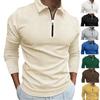 New Waffle-Weave Zip-Up Long-Sleeved Polo Shirt for Men