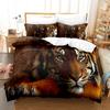 3D Fierce Beast Bedding Set Tiger Print Duvet Cover Pillowcase 2/3 Pieces AU180 * 210 Full Size Soft Zippered Home Textile
