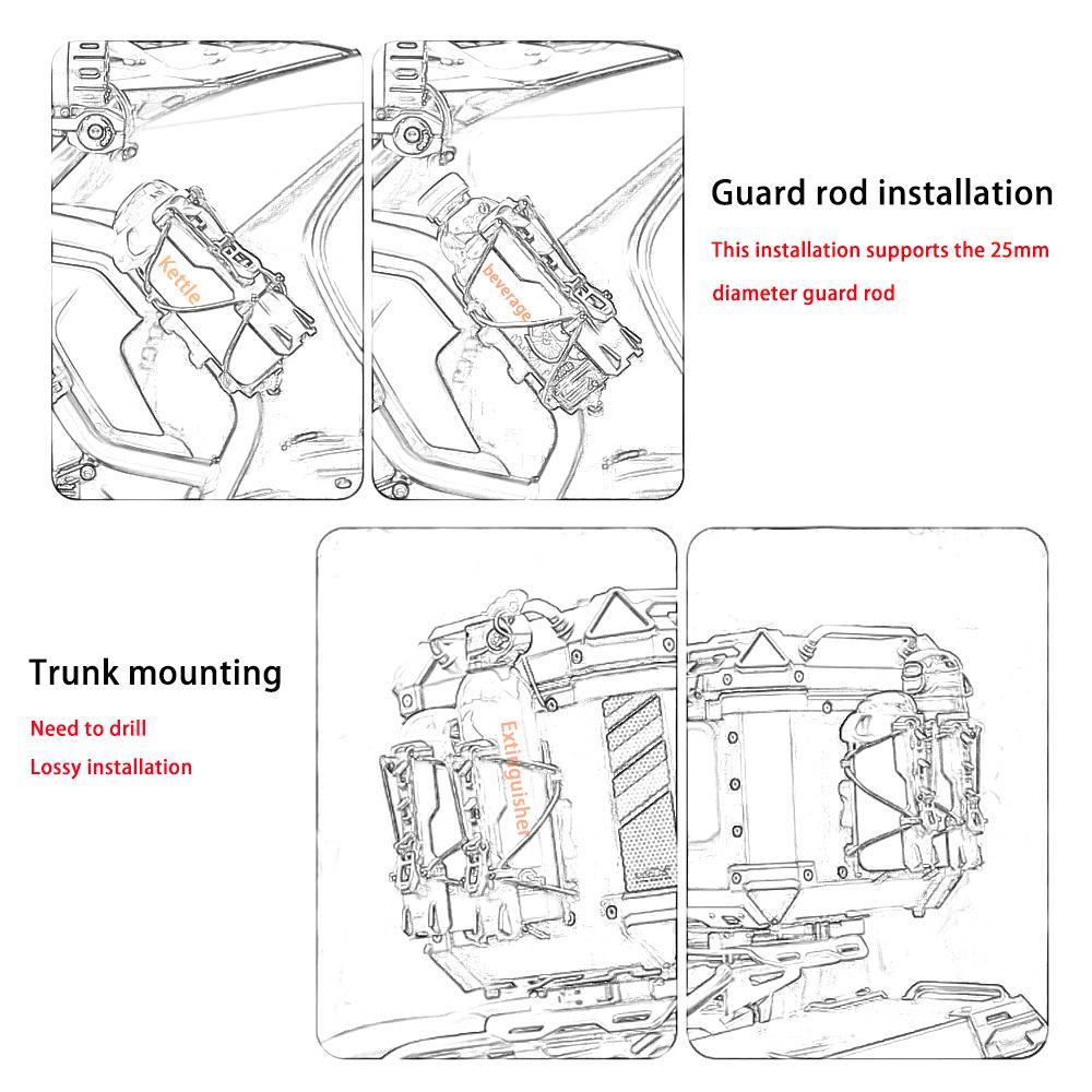 Motorcycle Bottle Holder Adjustable & Quick Release Bumper Guard Bottle Holder Mount Rear Trunk