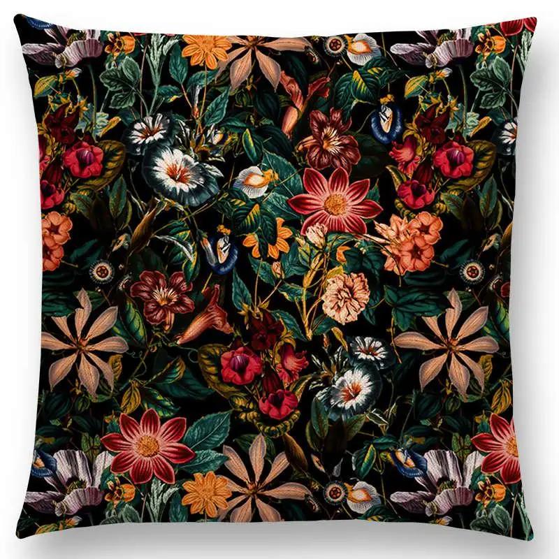 Latest Gorgeous Floral Night Forest Garden Print Throw Pillow Case Home Decor Cushion Covers / Cushion Cover Hogar
