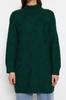 Women's Fashionable Stylish Hijab Sweater Dark Green Openwork Knitted Patterned Knitwear Sweater