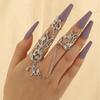 Anti-oxidation No Deformation Great Anti-allergy Full Rhinestone Retro Flower  Link Ring Double Finger Rings