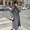 Women's Purple Woolen Double-Sided Loose Mid-Length Hepburn Coat - Autumn/Winter 2025 Korean Style