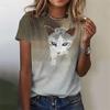 3D Printed Cute Animal T Shirt For Women Funny Cat Pattern Tees Summer Harajuku T-Shirts Round Neck Tops Loose Short Sleeves